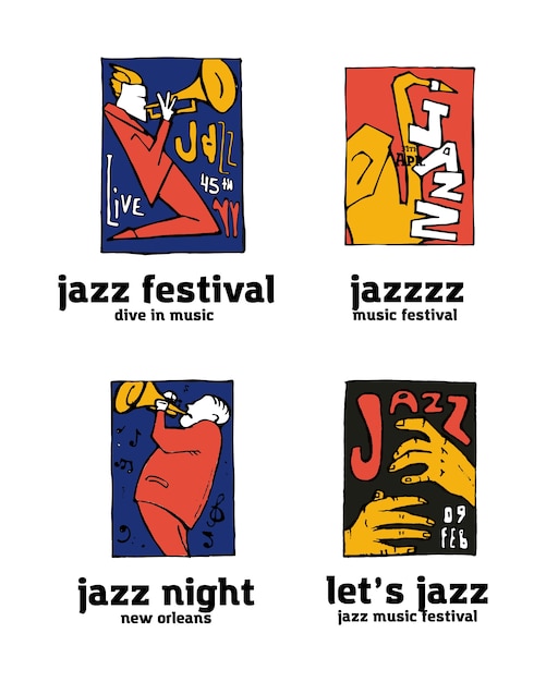 Jazz-musik-festival-logo-set