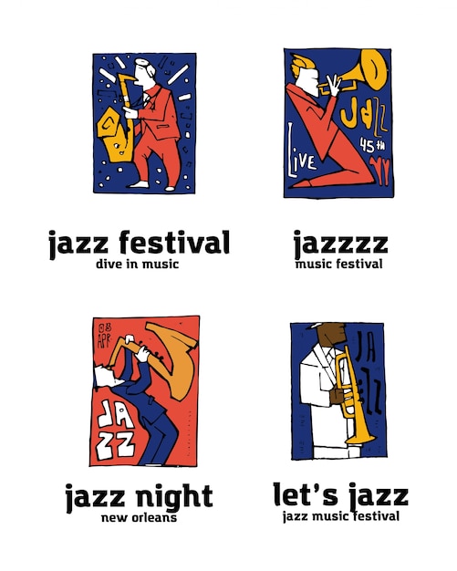 Jazz-musik-festival-logo-set