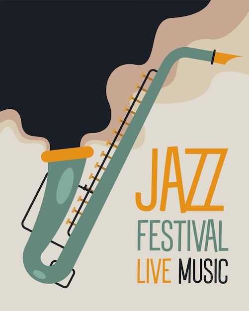 Vektor jazzfestivalplakat mit saxophonvektorillustrationsentwurf