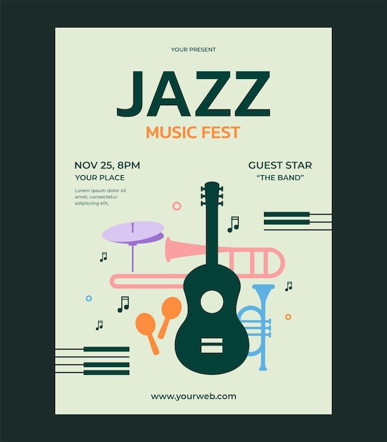 Jazzmusikfestival-Vektor-Designvorlage