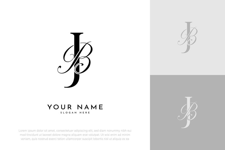 Vektor jb bj anfangsbuchstaben handschrift hochzeitsmonogram logo
