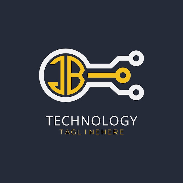 JB-Initialmonogramm für das Technologie-Logo mit kreisförmigem Design