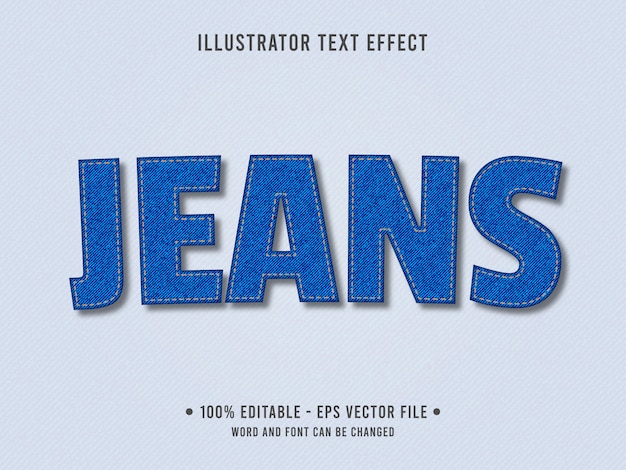 Vektor jeans textur bearbeitbarer texteffekt