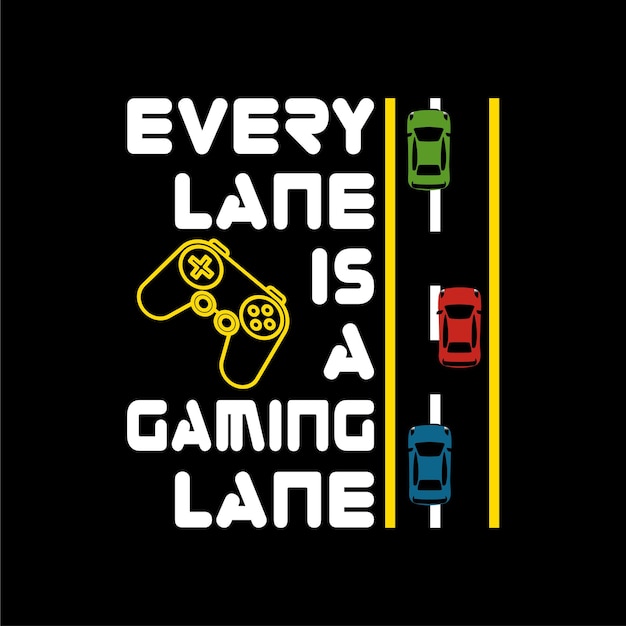 Jede Spur ist eine Spielspur Gaming-T-Shirt mit Game-Joystick-Vektorillustration