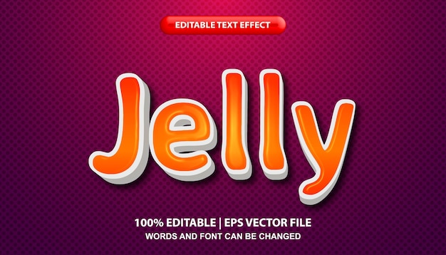 Jelly-Text, bearbeitbare Texteffektvorlage, glänzender orangefarbener Schriftstil