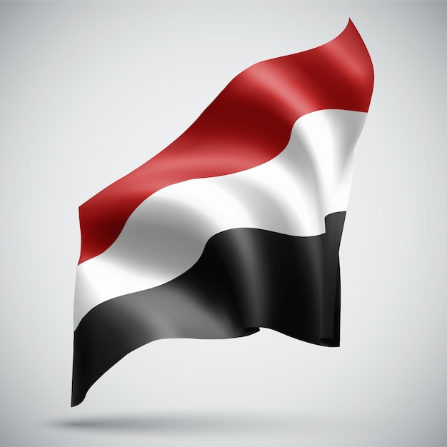 Jemen, Vektor-3D-Flagge isoliert auf weißem Hintergrund