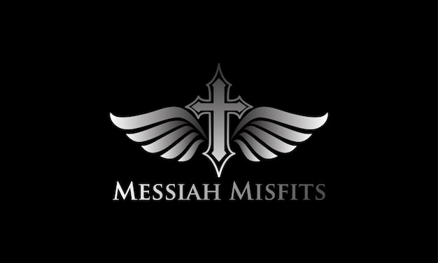 Jesus christliches kreuz mit flügel-logo-design-logos für motorradclubs, kirchen und andere