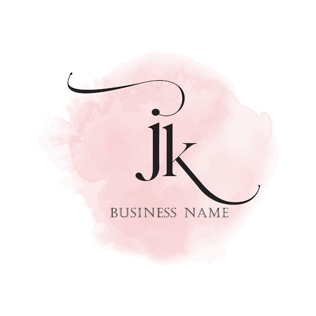 JK Letter Pink Smoke Initial Aquarell Logo