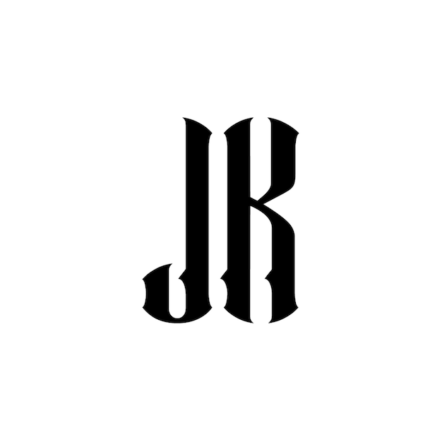 JK-Monogramm-Logo-Design, Buchstabe, Text, Name, Symbol, einfarbig, Logo, Alphabet, Zeichen, einfaches Logo
