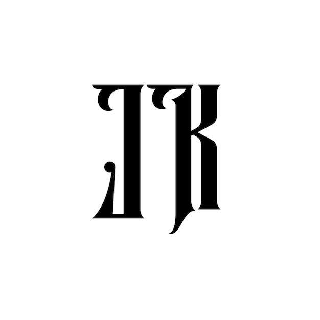 JK-Monogramm-Logo-Design, Buchstabe, Text, Name, Symbol, einfarbig, Logo, Alphabet, Zeichen, einfaches Logo