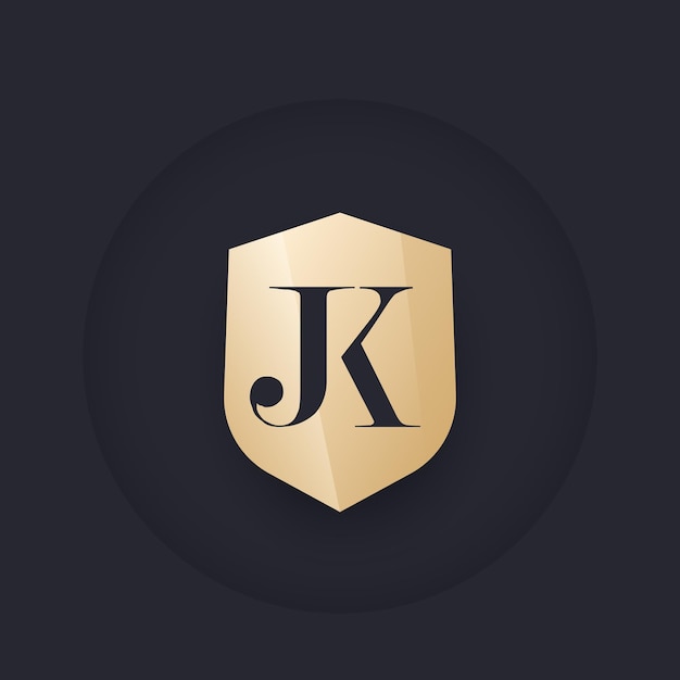 JK-Monogramm mit Schild, Vektorlogo