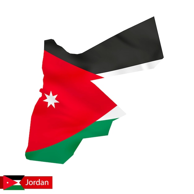 Jordanien-karte mit wehender flagge des landes