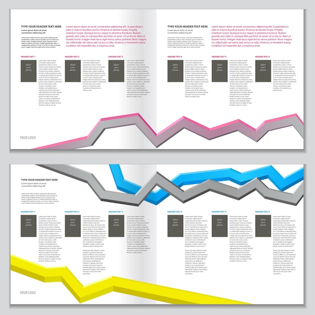 Vektor journal-seitenlayout-vorlage polygonales design mit variablen farben