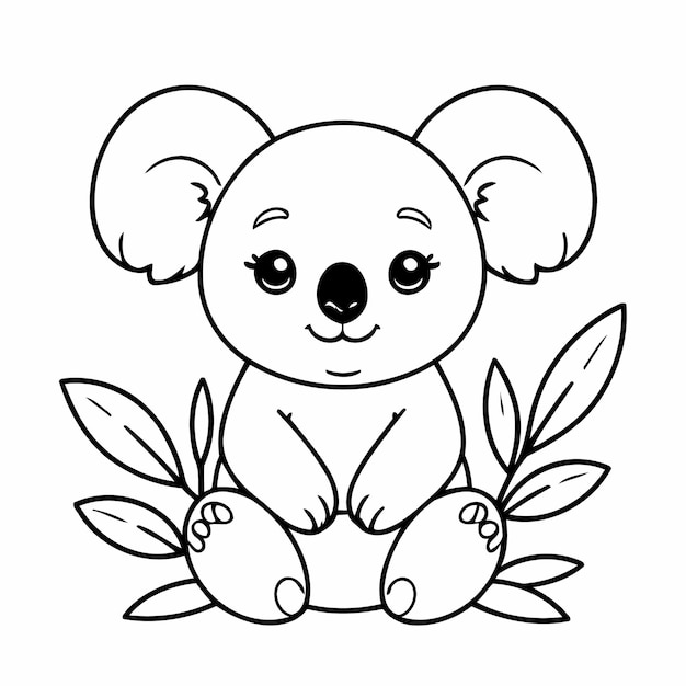 Joyful Koala Doodle für Kinder Malseite.