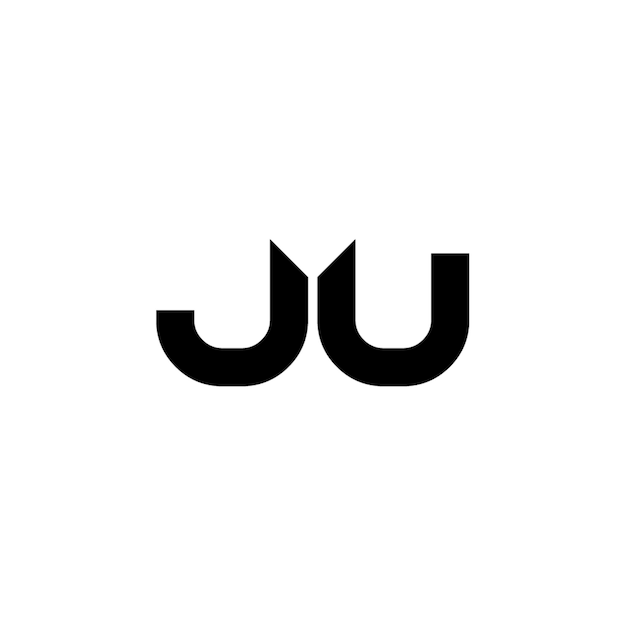 JU-Logo-Monogramm-Design Buchstaben-Text-Name-Symbol Monochrom-Logotipp-Alphabet-Zeichen-Einfach-Logo