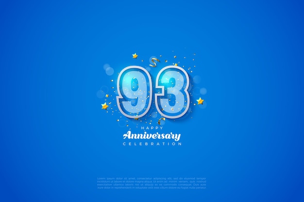 Jubiläumsfeier mit transparenter blauer Zahlenillustration für das 93. Jubiläum