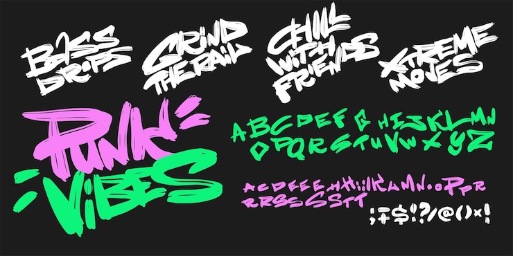 Vektor jugendliche grunge pinsel schriftart mit skater-zitate für t-shirt-design einfach und cool typografie-design