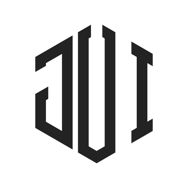 JUI-Logo-Design Anfangsbuchstaben JUI-Monogramm-Logo mit sechseckiger Form