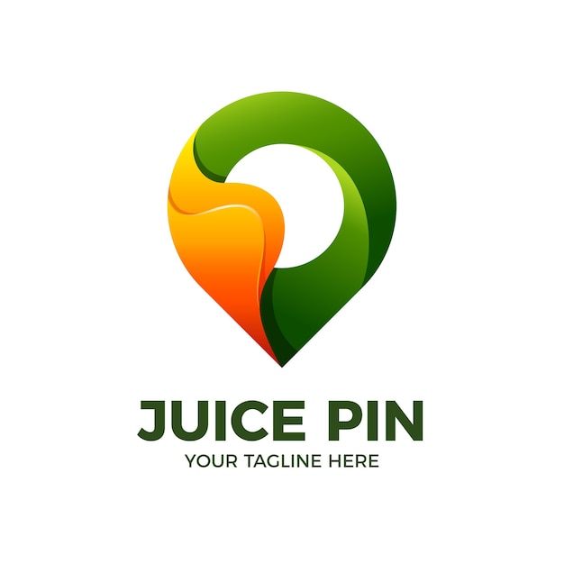 Juice pin location mobile app 3d-logo-vorlage