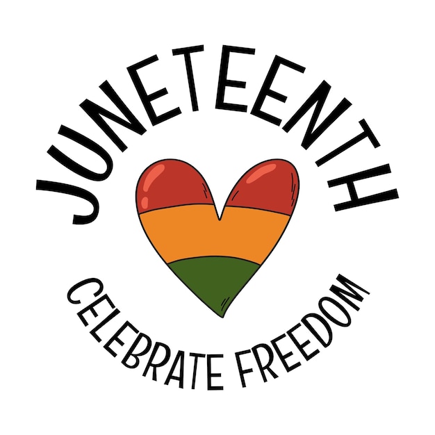 Juneteenth feiert das runde logo-design der freiheit mit gestreiftem herzen