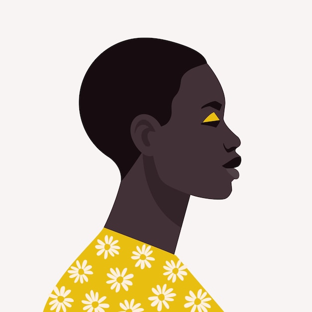 Vektor junge afrikanische frau mit kurzen haaren porträt einer schönen afrikanischen frau