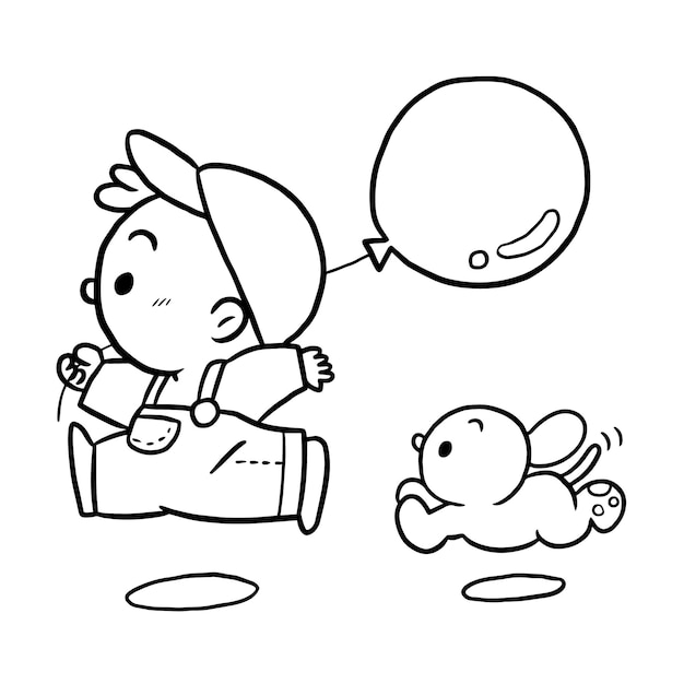 Vektor junge cartoon doodle kawaii anime malseite niedliche illustration zeichnung cliparts charakter chibi
