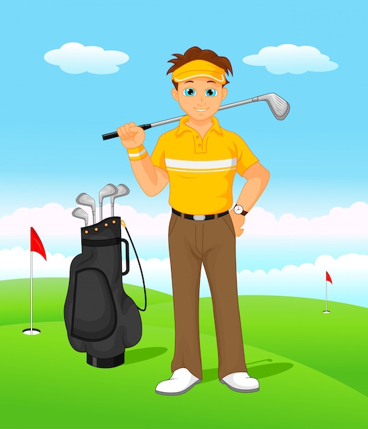 Junge cartoon golfspieler