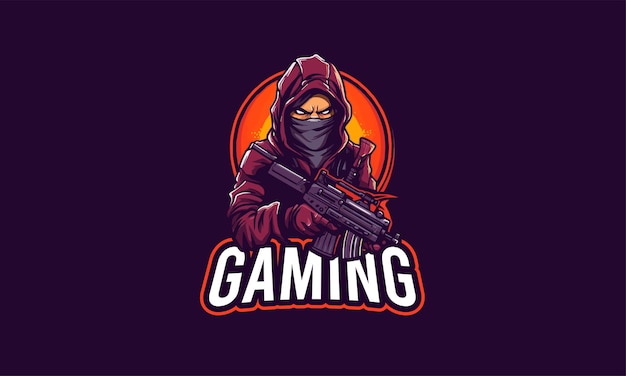 Junge esports-gaming-youtuber-logo-design mit akm-maskottchen-gaming-logo und pubg-logo