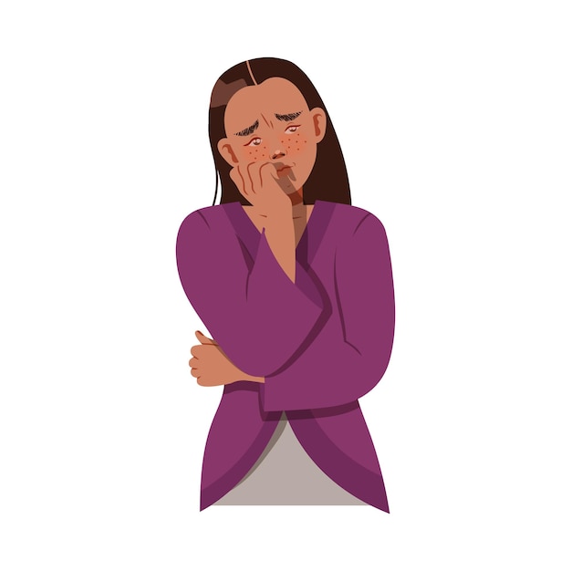 Junge Frau, die an negativen Emotionsvektoren leidet