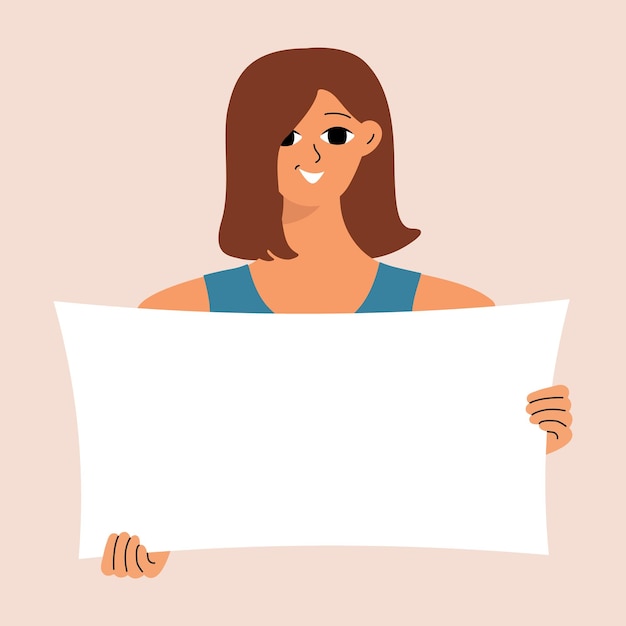 Junge Frau hält leeres Plakat-Plakatmodell