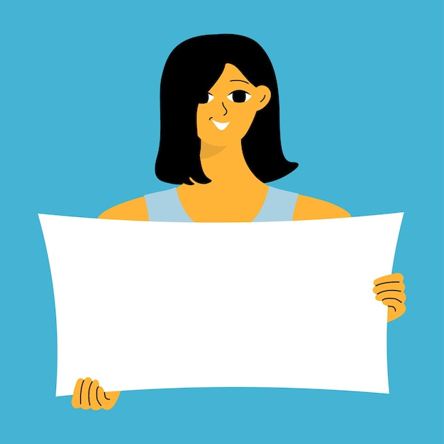 Junge Frau hält leeres Plakat-Plakatmodell