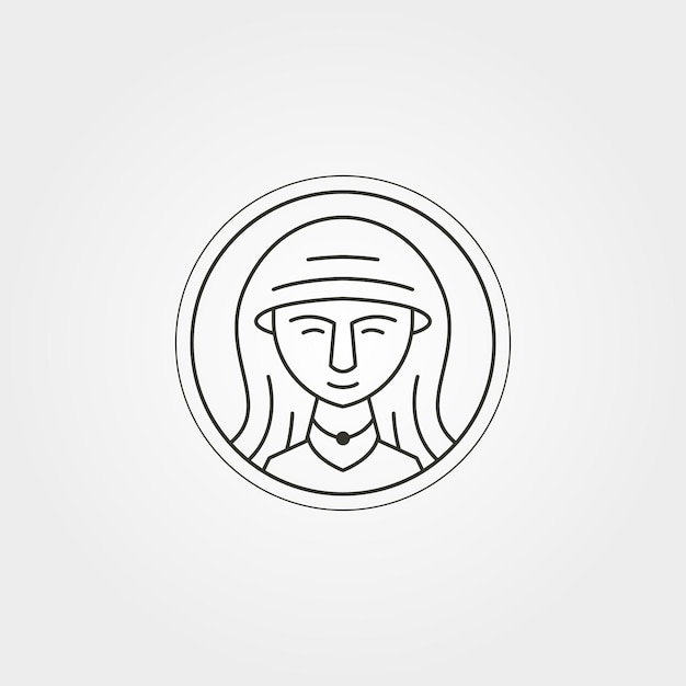 Junge frau linie kunst schönheit gesicht logo vektor symbol illustration design