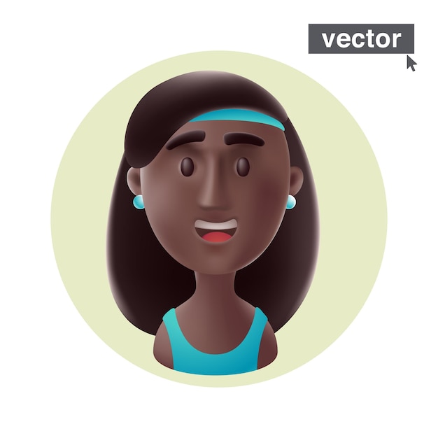 Junge lächelnde Afroamerikanerin mit blauem Haarband und Sportoberteil im Kreisrahmen-Avatar