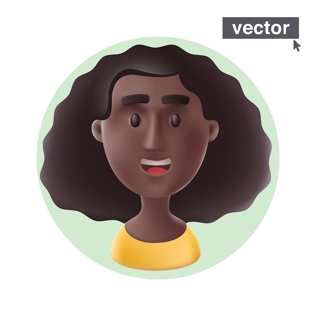 Junge lächelnde afroamerikanische Frau mit Volumenfrisur im Kreisrahmen-Avatar