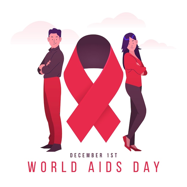 Junge leute illustriert mit aids day text