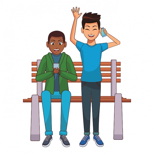 Junge Männer Karikatur
