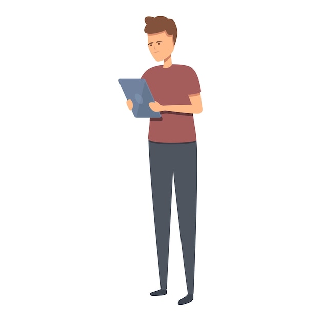 Junge Online-Lesesymbol Cartoon-Vektor Digitales Lesen Universitätskultur