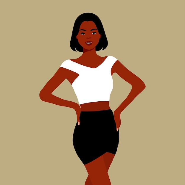 Junge stilvolle schwarze Frau in elegantem Stilvektor