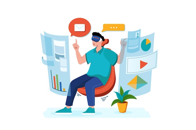 Junge studiert mit VR-Technologie