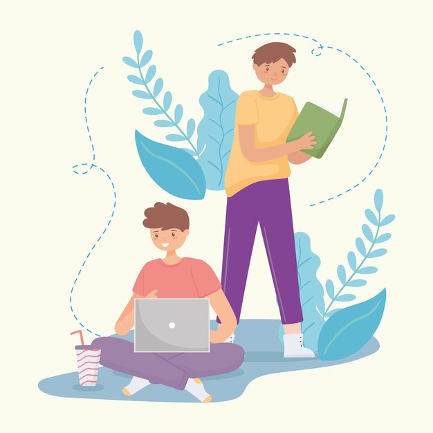 Jungen lernen und studieren