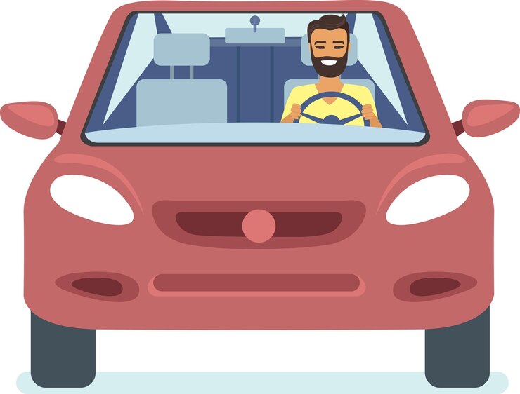 Junger Mann, der Auto antreibt