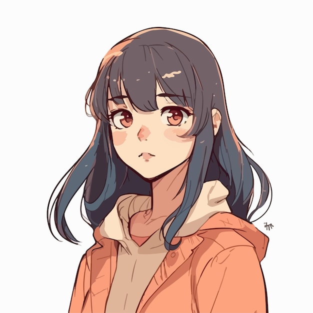 Junges Mädchen Animestyle Charakter Vektor Illustration Design Manga Anime Mädchen