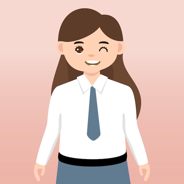 junges mädchen, das senior high school uniform in der schulvektorillustration verwendet