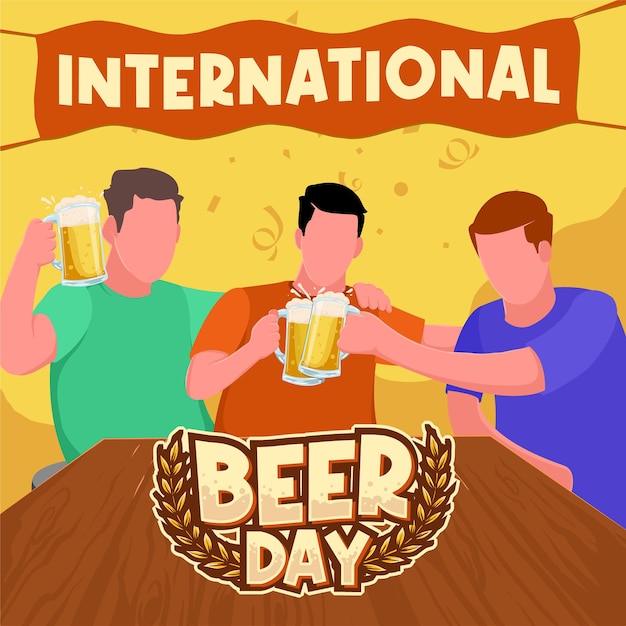 Jungs glas bier toast zur feier des internationalen biertages