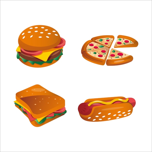 Junk-Food-Illustrationsvektorsatz