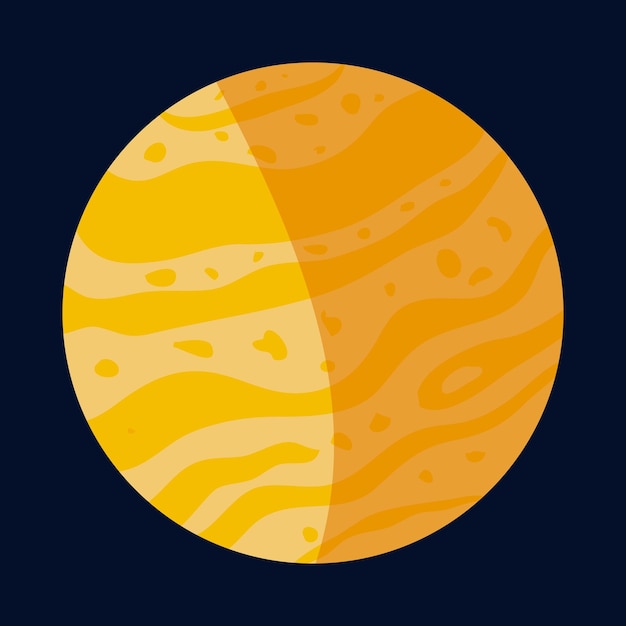 Vektor jupiter, der größte planet des sonnensystems, ist im cartoon-stil auf dunklem hintergrund isoliert.