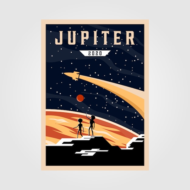 Jupiter poster illustration, raum vintage poster illustration design