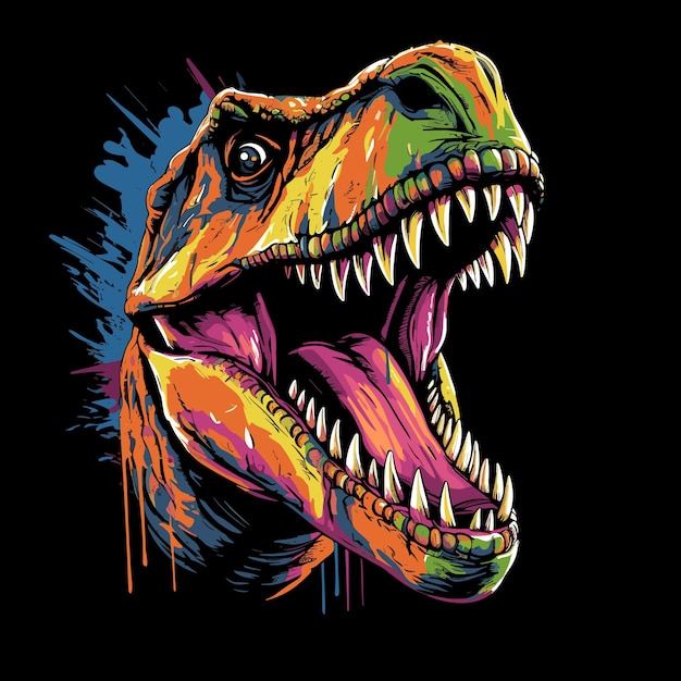 Jurassic World Tyrannosaurus Rex Dinosaurierporträt im Vektor-Pop-Art-Stil Vorlage für Poster, T-Shirt-Aufkleber usw