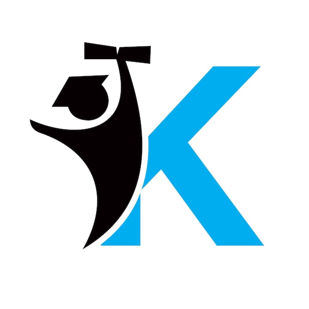 K-bildungs-logo-design-abschlusssymbol mit menschlichem abschlusspapier-ikonen