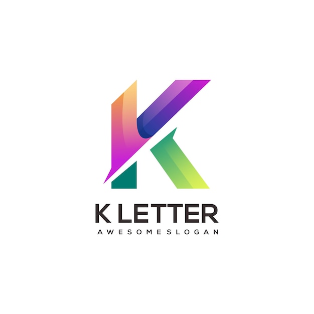 K Buchstaben geometrische bunte Logo Farbverlauf abstrakt